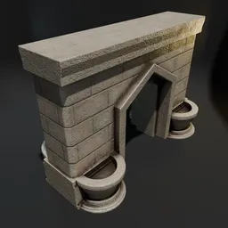 Stone Wall Brazier Arch Doorway Pillars
