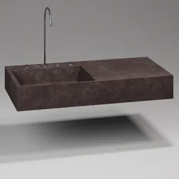 Realistic 3D quartz sink model with modern chrome faucet suitable for Blender rendering.