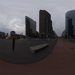360-degree HDR panorama of Potsdamer Platz for realistic lighting in 3D scenes, captured by Greg Zaal.