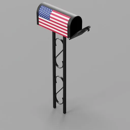 Patriotic Black Mailbox And Post
