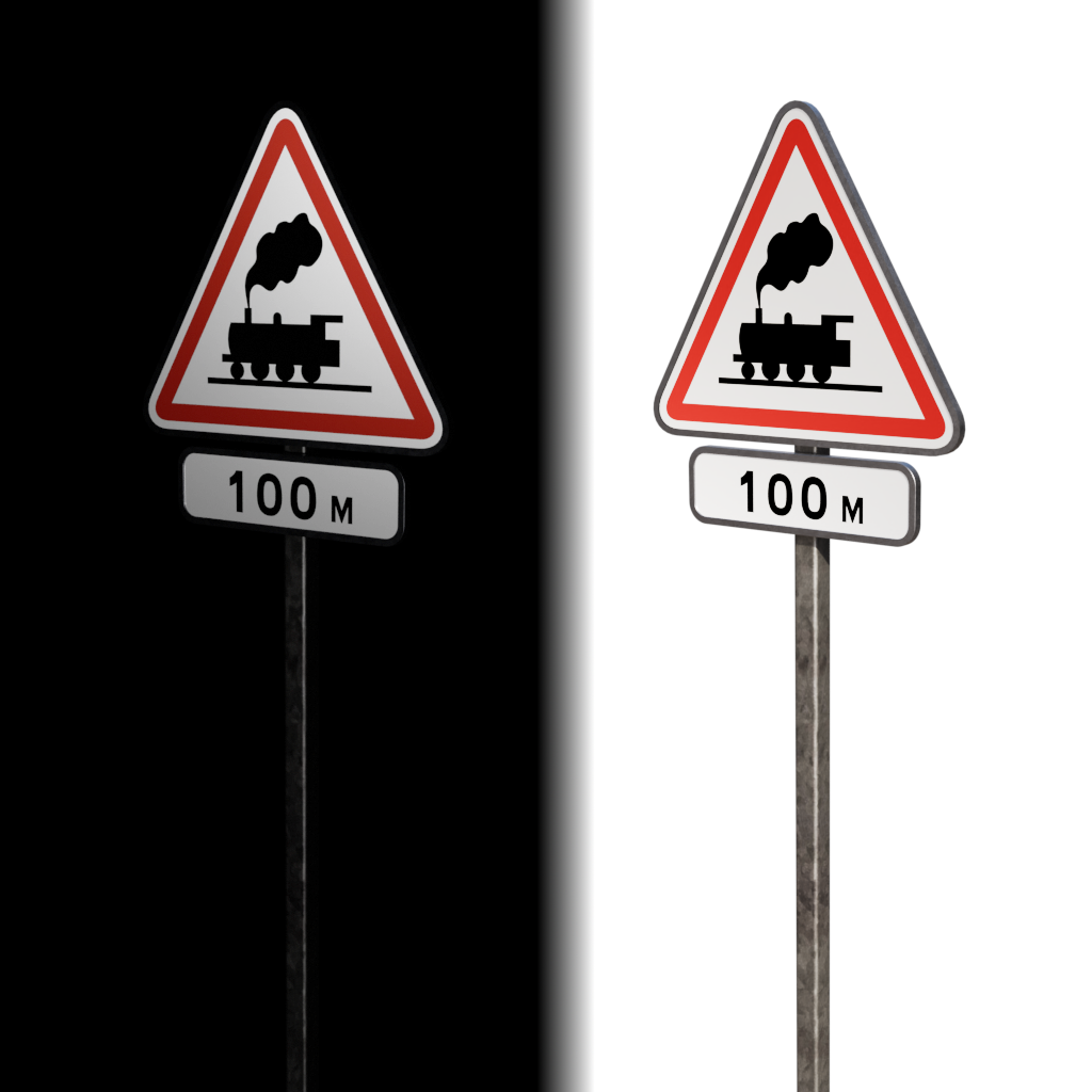Road sign Railway French std (A8) | Urban Environment models | BlenderKit