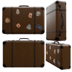 Vintage Travel Suitcase with Stickers