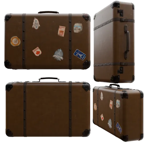 Vintage Travel Suitcase with Stickers