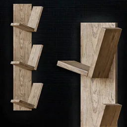 Angled Wooden Wall Shelf (Low Poly)