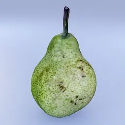 Detailed 3D scan model of a yellow pear, photorealistic texture, ideal for Blender kitchen scenes and food visualizations.