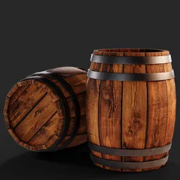Realistic Wooden Barrel