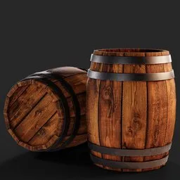 Realistic Wooden Barrel