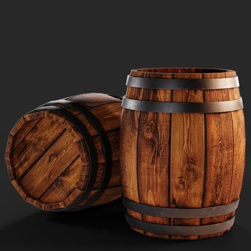 Realistic Wooden Barrel