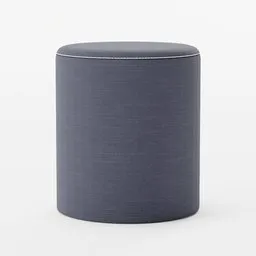 Highly detailed cylindrical blue 3D pouf model with realistic 4K texture, suitable for Blender rendering.