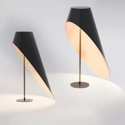 Elegant modern table lamp 3D model with conical shade and metallic stand, designed for Blender rendering.