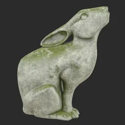 Rabbit stone moss statue
