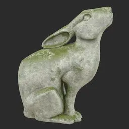 Rabbit stone moss statue