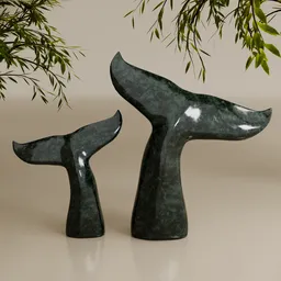 Marble Decorative Whale Tail Set