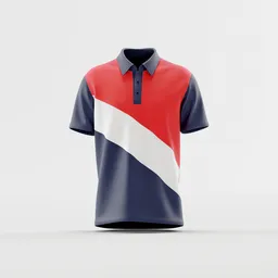 Tri-Color Diagonal Stripe Polo Shirt