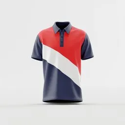 Tri-Color Diagonal Stripe Polo Shirt