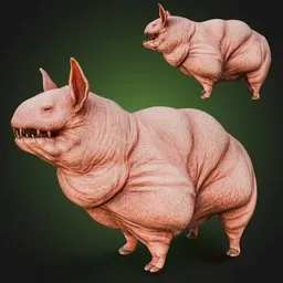 Pig Creature Rigged Animated +14