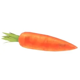 Anime-style carrot 3D model with high-resolution textures, compatible with Blender.
