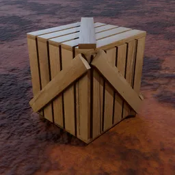 Detailed Blender 3D model of a large wooden crate with high-resolution 2K textures, suitable for industrial scenes.