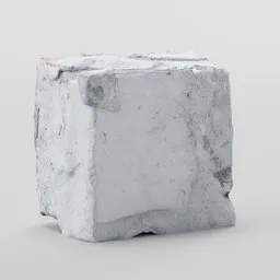 "High-quality 3D model of an aerated concrete stone created using Blender 3D software. This environment element showcases a white block of concrete on a white surface and can be used for various project needs. Perfect for Blender 3D enthusiasts seeking a realistic and versatile 3D model for their designs."