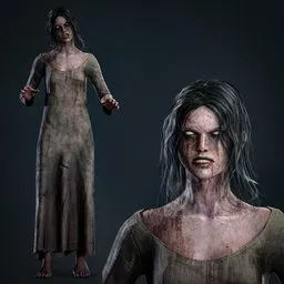 Mysterious woman Body + Face Rigged