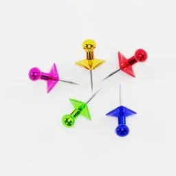 "Vibrant and colorful PaperPin 3D model for Blender 3D, ideal for office and student work. Featuring a star design and pierced with needles, this unique product design is perfect for ecommerce photographs and more. Support the creator by trying out this high-quality asset."