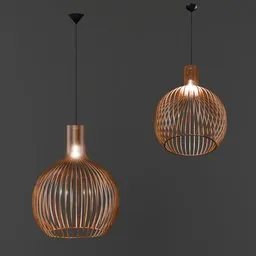 Highly detailed copper ceiling light 3D model with 10544 polys, designed for Blender 3D, showcased in two angles.