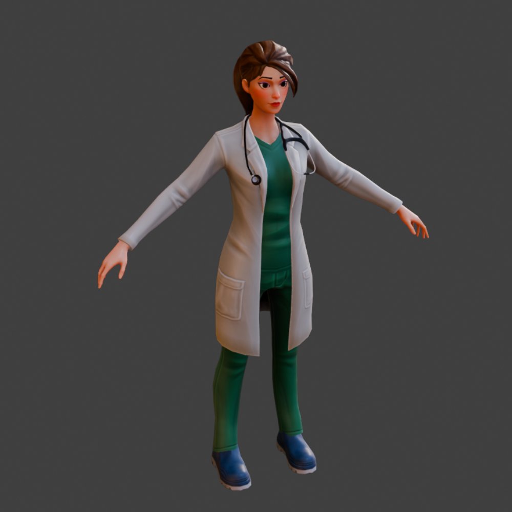 Stylized Female Doctor | Medical Characters models | Blendkit