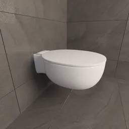 Highly detailed white wall-mounted toilet 3D model for Blender rendering and design visualization.