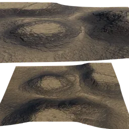 Detailed 3D volcanic terrain model showcasing crater texture, suitable for Blender or 3D project visualization.