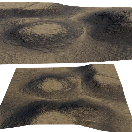 Detailed 3D volcanic terrain model showcasing crater texture, suitable for Blender or 3D project visualization.