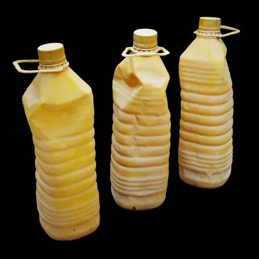 Crumpled Yellow Plastic Bottle