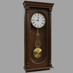"Get the Howard Miller Helmsley Wall Clock 3D model for Blender 3D with rotating door, hand minute/hour controls, and pendulum animation. This aristocratic clock features a tall, thin build and is made with mahogany wood, inspired by classic designs from the 1920s. Perfect for your next design project or animation."