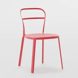 Detailed red 3D chair model, suitable for Blender rendering, showcasing versatile design for interior/exterior.