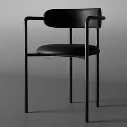 Elegant black 3D model of a modern chair, compatible with Blender for interior design renderings.