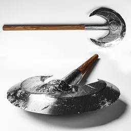 "Ex - Detailed Fantasy Weapon and Tools in Reflective Metal for Blender 3D"
