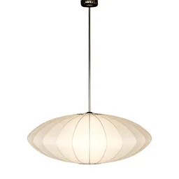 Detailed Blender 3D model of a modern saucer-shaped pendant light with semi-transparent shade and central hanging cord.