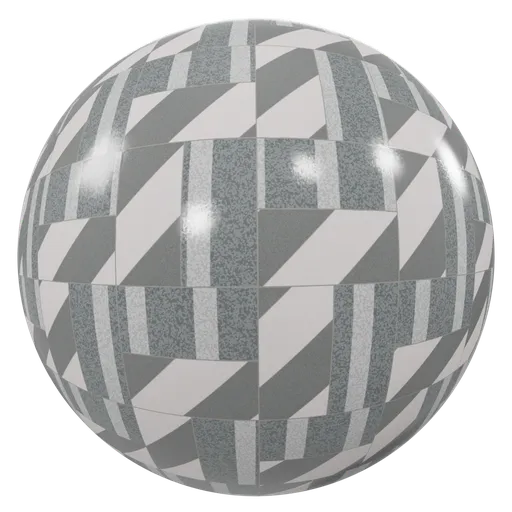 High-resolution PBR gray striped basketweave tile material for 3D modeling in Blender and similar software.