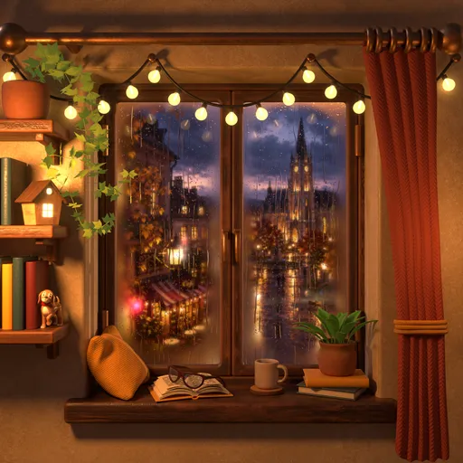 Stylized Cozy Rainy Window