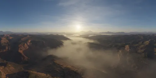 Mountain Valley Sunset Fog