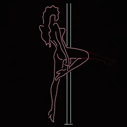 "Low poly hot pink neon lady sign for Blender 3D - perfect for poles and buildings. Customize leg position and color easily. Ideal for communication and entertainment projects."