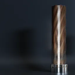 "Floor lamp 3D model for Blender - ceramic and metal design inspired by Tadao Ando and Norman Foster, featuring a wooden structure and elegant lighting. High quality 8k render with no blur. Perfect for modern interior designs."