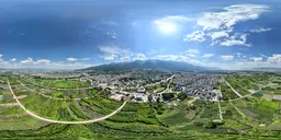 Highsky farmland green tree mountain