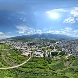 Highsky farmland green tree mountain