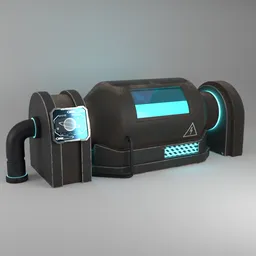 "Low poly scifi plasma energy generator 3D model for Blender 3D software. Features hyperrealistic spaceship design, reactor and photorealistic fan art. Perfect for sci-fi or futuristic themed projects in medicine category."