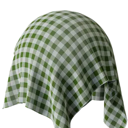 High-quality green and white checkered fabric PBR texture for 3D rendering in Blender and other software.