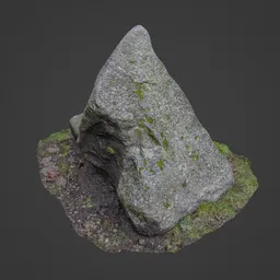 Highly detailed Blender 3D model featuring moss-covered granite rock for realistic environment rendering.