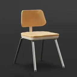 Retro beige office chair 3D model with metal legs on a plain background, suitable for Blender rendering.