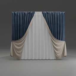 Realistic curtain 02 Prussian blue