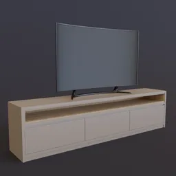 Modern 3D model of a TV rack for Blender with functional drawers, detailed texture, ready for digital interior design.