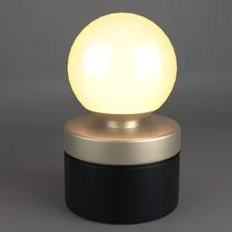 Detailed 3D model of a minimalist sphere-shaped bedside globe light for Blender rendering.